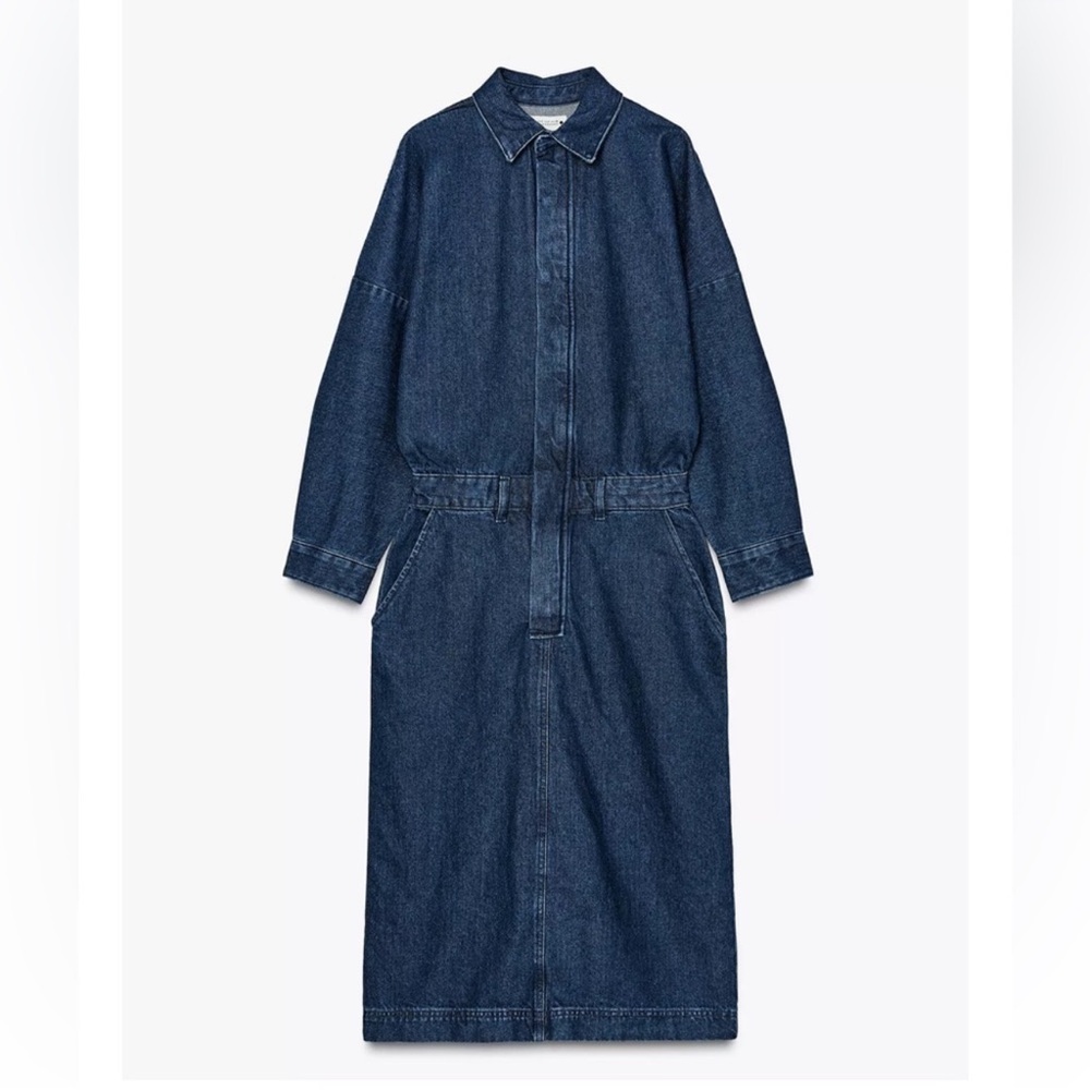 ZARA BLOGGERS FAV DENIM MIDI DRESS - Picture 4 of 6